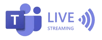 Modern Microsoft Teams live streaming icon with audio waves.