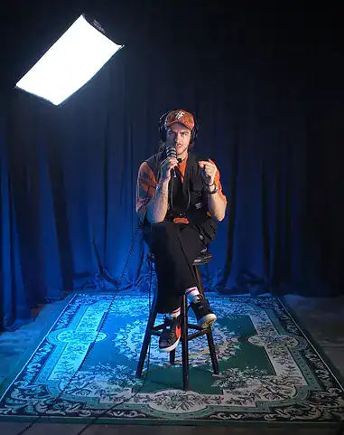 Professional podcast recording studio with dynamic lighting and soundproofing, ideal for high-quality audio production in South Africa.