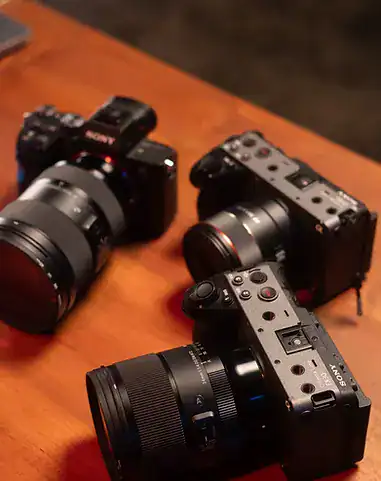 Professional camera equipment for high-quality photography and videography at Villo Studio in South Africa.