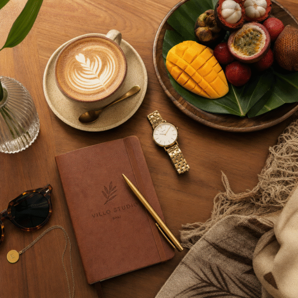 Product flatlay photography at Villo Studio